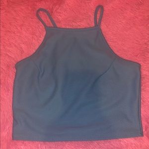 Blue polyester crop top